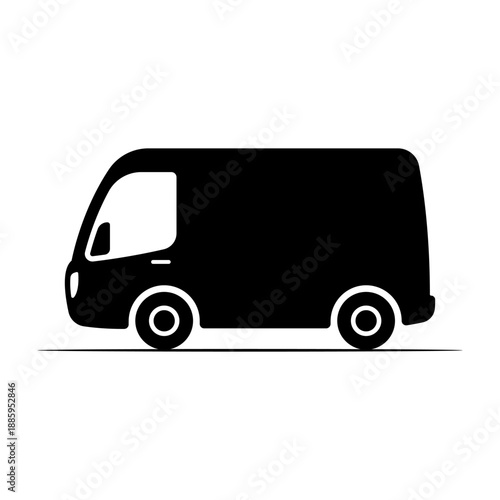 Van icon. Black silhouette. Side view. Vector simple flat graphic illustration. Isolated object on a white background.