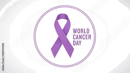 Purple ribbon symbol for World Cancer Day awareness campaign