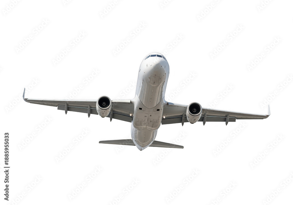 Fototapeta premium Airplane in flight isolated on transparent background