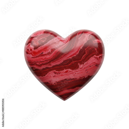 Crimson marble heart symbolizing eternal love isolated on transparent background