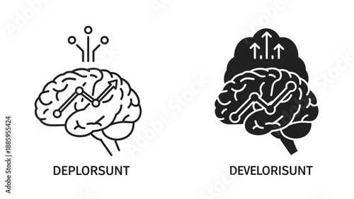 Mindset Evolution Brain Growth and Decline Concept Icons