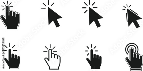 Various hand and cursor icons Vector