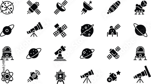 Collection of space and technology icons Vector