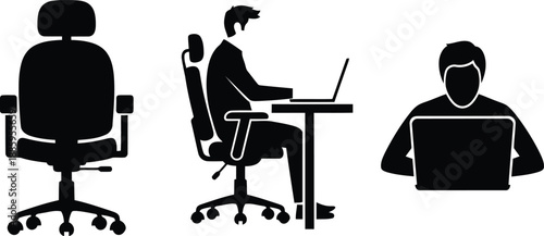 Office workers at computers Vector
