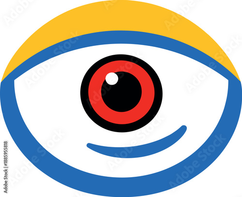 Two-Color vector icons of calm single-eye form: simple eye dot, minimal face arc, smooth brow line, soft cheek crest; plain