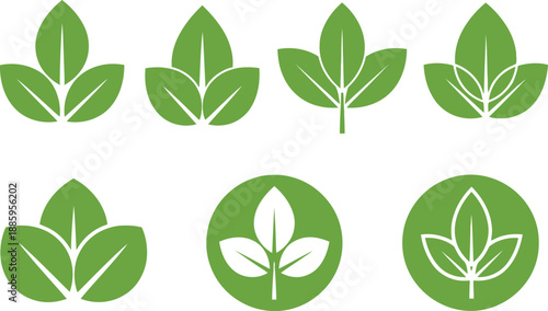 Collection of green leaf icons Vector