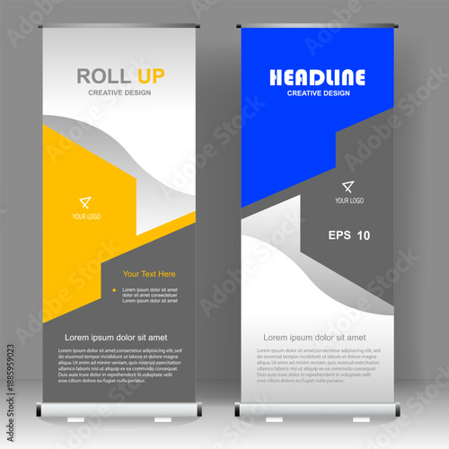 Business Roll up banner vertical template design, for brochure, business, flyer, infographics. modern x-banner and flag-banner advertising. vector illustration