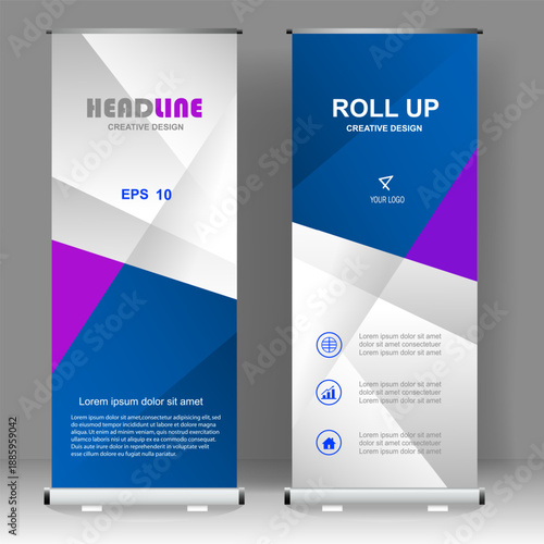 Business Roll up banner vertical template design, for brochure, business, flyer, infographics. modern x-banner and flag-banner advertising. vector illustration