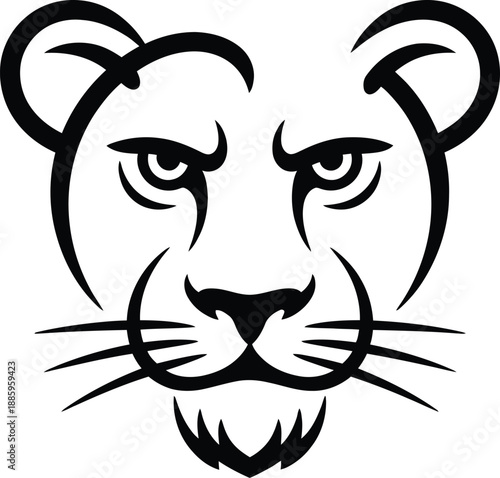 Angry black cat face with wide eyes and sharp teeth