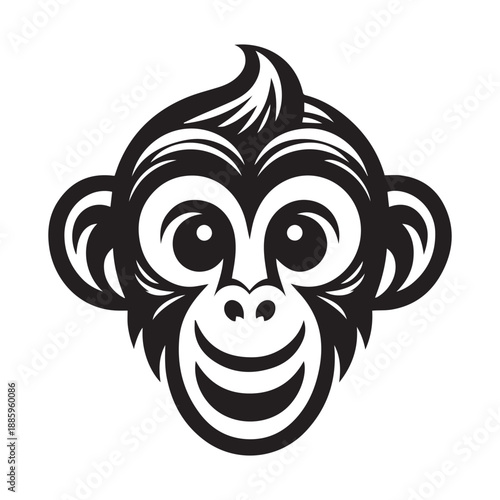 Black and White Monkey Silhouette Vector | Primate Art Graphic