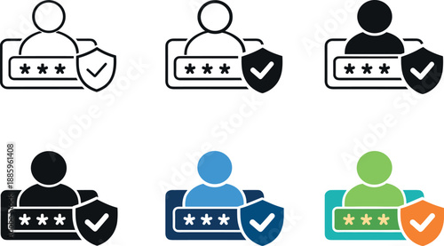 Digital sign in security concept portraying a safeguarded entry point reinforced by protective visual cues, shown as six