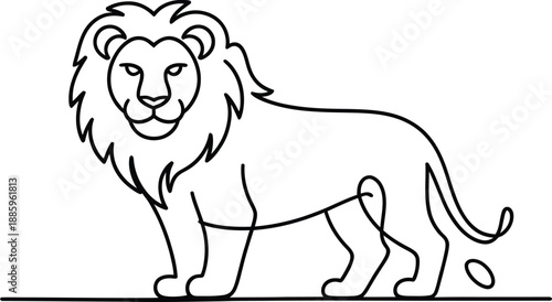 Outline of a standing lion with a prominent mane animal