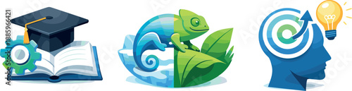 Career Readiness Icons. Career readiness scene illustrated via applied knowledge, adaptability, and continuous improvement mindset