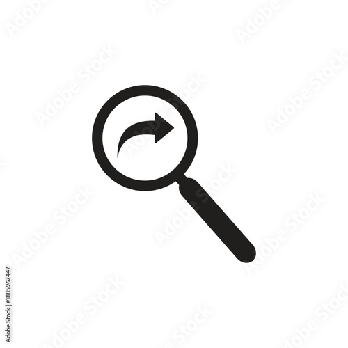 A  icon featuring a magnifying glass with an arrow inside, representing combined search and share actions. Ideal for digital interfaces.