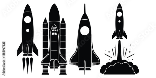 Space shuttle rocket launch vector illustration