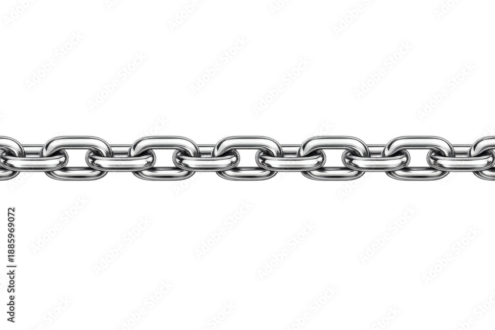Fototapeta premium Metal chain link background repeating horizontally, illustrating strength, security, and connection
