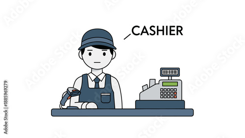 Dedicated retail associate ready to process customer payments using a checkout counter system, symbolizing efficient shopping experience for consumers