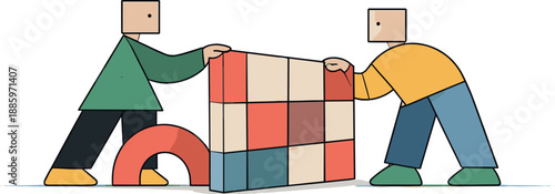 cute chibi couple holding hands, small floating hearts around them, sticker design, subject isolated, thick white die-cut outline