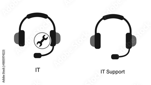 Streamlined vector graphics illustrating vital information technology and technical support roles, perfect for helpdesk and customer service representations
