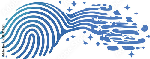 Biometric Transition Icon. Doodle-style vector icon of biometric transition, fingerprint ridges forming a bridge that morphs into