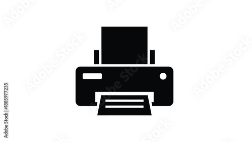 a simple black and white printer icon design with a modern aesthetic silhouette