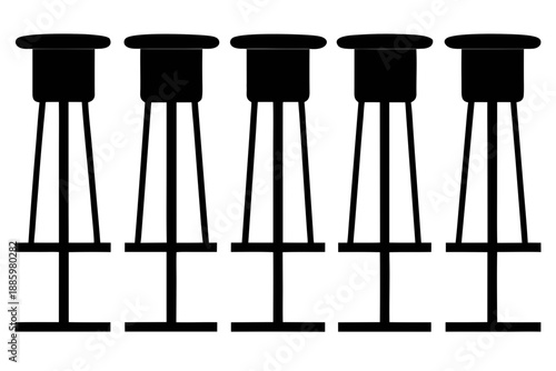 Six Tall Bar Stools in Silhouette, Modern Furniture Design