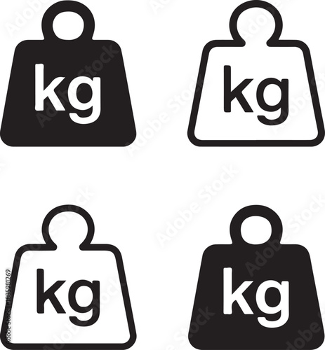 KG unit icon, kilogram unit symbol vector, weight measurement illustration, scale indicator design, metric unit vector, isolated minimal vector