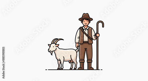 single icon illustration of a goat herder 