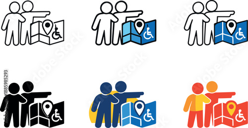 Tourism assistance icon expressing care, orientation, and accessibility for visitors in unfamiliar locations,
