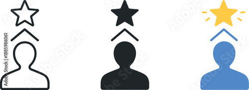 Guiding Star Leadership. Visionary direction concept showing a single guiding star above a human silhouette to represent