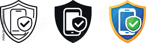 Application protection framework concept showing a mobile app icon guarded by a secure emblem indicating managed