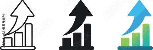 Growth outcome visualized by an upward arrow icon emerging from a base to communicate successful strategic