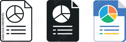 Corporate finance context represented by a report sheet icon with pie chart segments suggesting structured