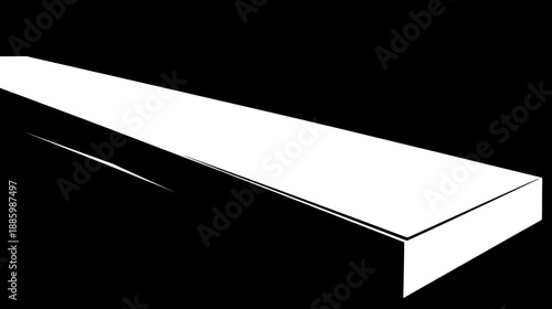A geometric illustration of a rectangular prism extending at an angle against a dark background