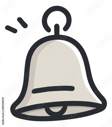 Hand drawn line art illustration of a bell depicting ringing for notifications and alerts