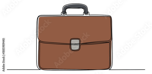 Continuous line art illustration of a briefcase depicting a professional business accessory for work and travel concepts