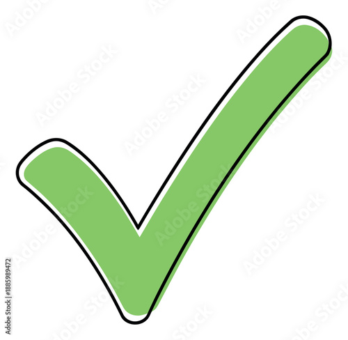 Hand drawn line art illustration of a check mark depicting confirmation for web design