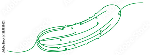 Continuous line art illustration of a cucumber depicting its natural form for healthy eating designs