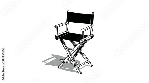 A high director's chair with a dark seat and back, a wooden frame and armrests, and a shadow