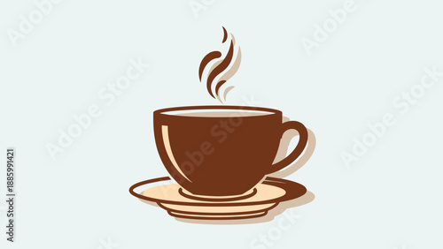 A steaming cup of coffee on a saucer ready to be enjoyed in the morning.