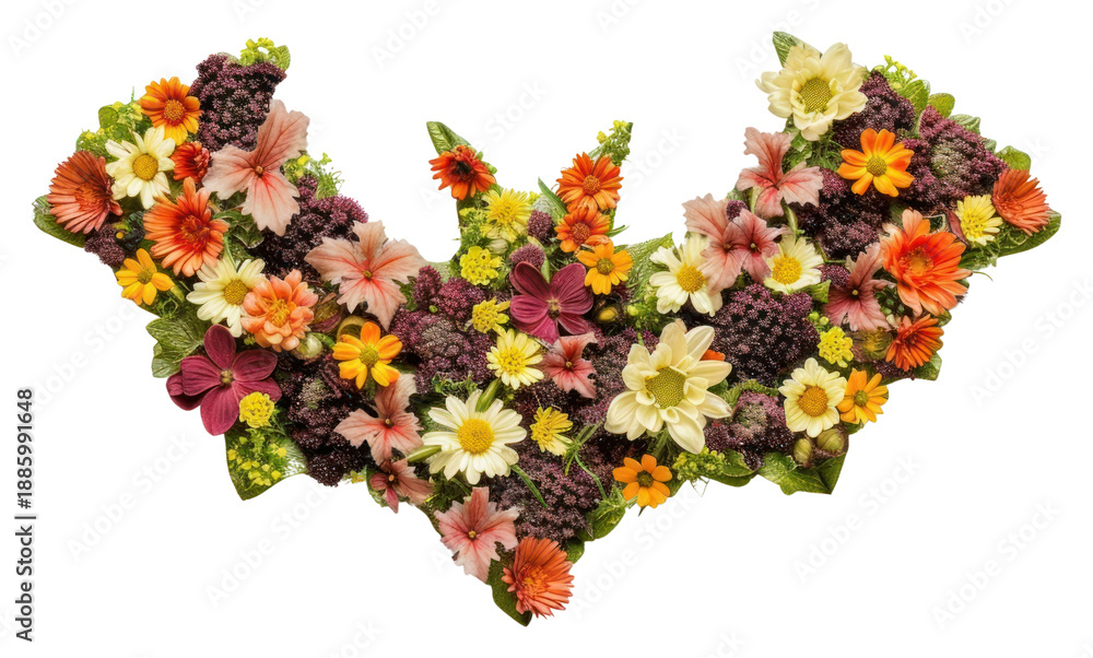 Obraz premium PNG Flat flower bat silhouette shape pattern nature plant.