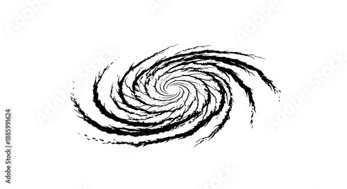 Abstract Black Swirling Vortex Galaxy Illustration.