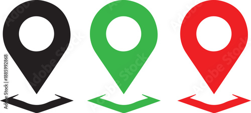 Map location, Map Location Pins Icon Set with Black Green Red GPS Markers for Navigation Tracking Delivery Services, Business Address Finder, UI UX Design, App Interface and Web Download Graphics HD