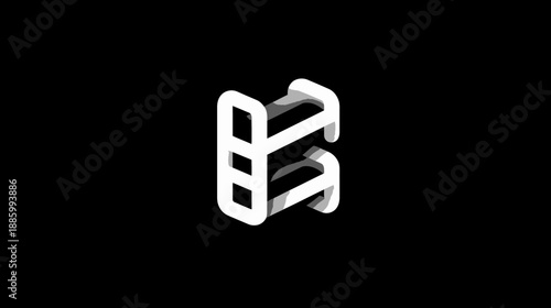 Isometric white bunk beds with shaded mattress on a black background. Simple, minimalist design