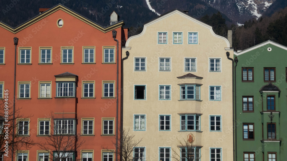 Fototapeta premium colorful facade of palaces in innsbruck, austria