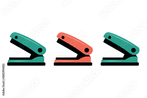 Colorful Stapler Office Supply Icons