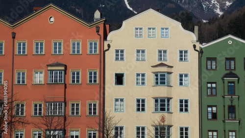 colorful facade of palaces in innsbruck, austria
