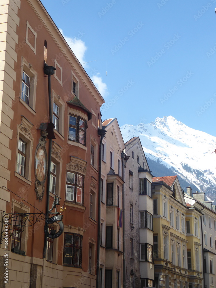Obraz premium colorful facade of palaces in the old town of innsbruck, austria