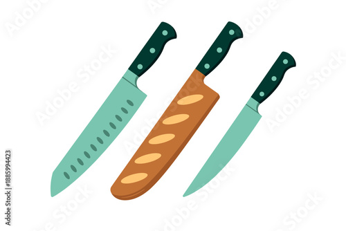 Three Knives and One Cutting Board