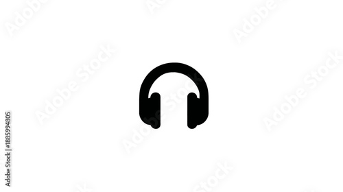 A simple, black graphic of a pair of headphones on a white background